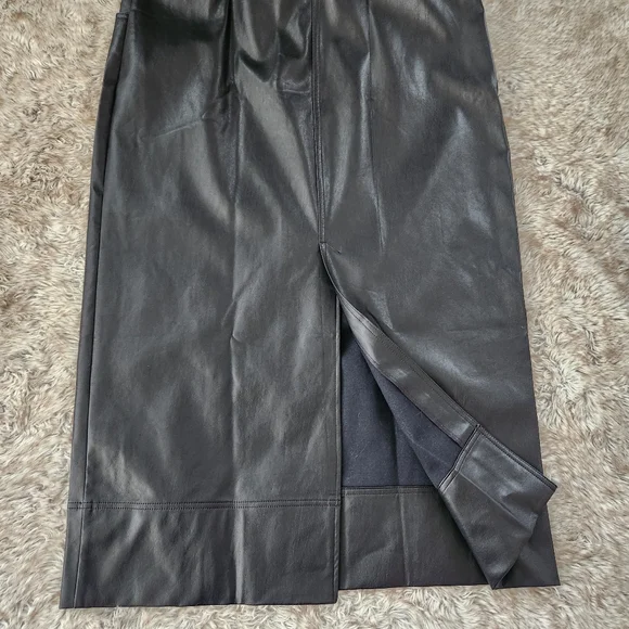 Free People Danni Vegan Leather Midi Dress In Black Women's Size XL